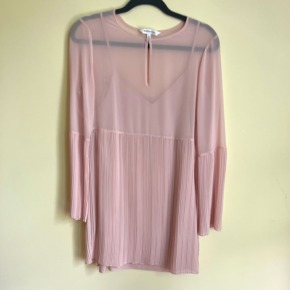 BCBGeneration Blush Pink Pleated Flowy Dress